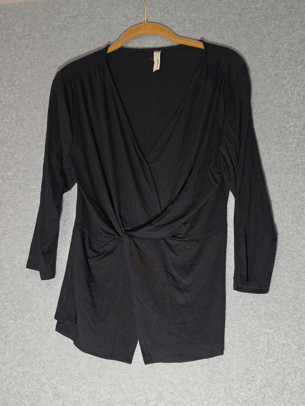 Loveappella Black Twist-Front Surplice Tunic